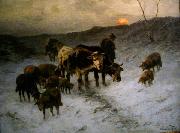 Christian Mali Winter evening after the cattle market Spain oil painting artist